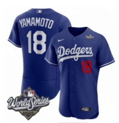 Men's Los Angeles Dodgers #18 Yoshinobu Yamamoto Royal 2025 World Series Limited Stitched Baseball Jersey Men's Los Angeles Dodgers #18 Yoshinobu Yamamoto Royal 2025 World Series Limited Stitched Baseball Jersey