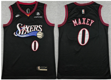 Men's Philadelphia 76ers #0 Tyrese Maxey Black 2025 Classic Edition Stitched Stitched Jersey Men's Philadelphia 76ers #0 Tyrese Maxey Black 2025 Classic Edition Stitched Stitched Jersey