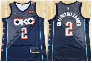 Men's Oklahoma City Thunder #2 Shai Gilgeous-Alexander Navy Stitched Basketball Jersey Men's Oklahoma City Thunder #2 Shai Gilgeous-Alexander Navy Stitched Basketball Jersey