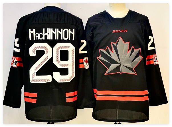 Men's Canada Hockey #29 Nathan MacKinnon Black Stitched Jersey Men's Canada Hockey #29 Nathan MacKinnon Black Stitched Jersey