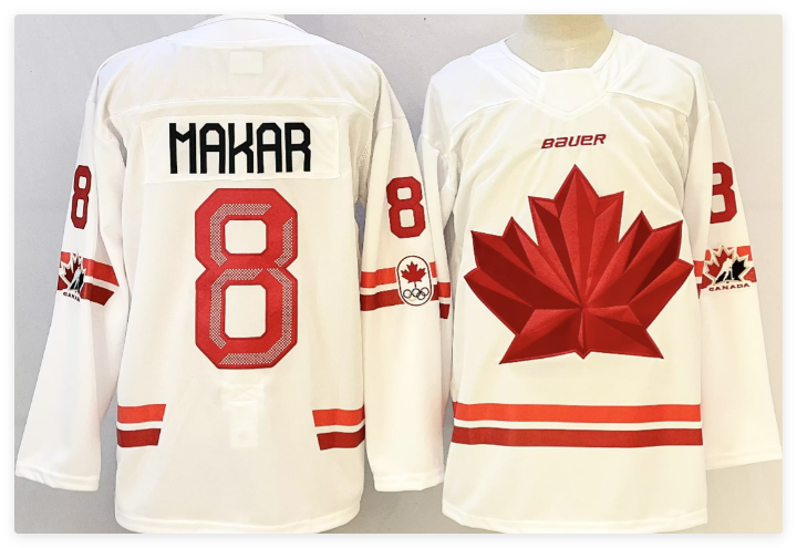 Men's Canada Hockey #8 Cale Makar White Stitched Jersey Men's Canada Hockey #8 Cale Makar White Stitched Jersey