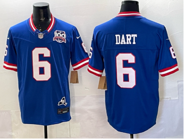 Men's New York Giants #6 Jaxson Dart Royal 2025 Draft F.U.S.E. 100th Season & State Patch Vapor Limited Football Stitched Jersey Men's New York Giants #6 Jaxson Dart Royal 2025 Draft F.U.S.E. 100th Season & State Patch Vapor Limited Football Stitched Jersey