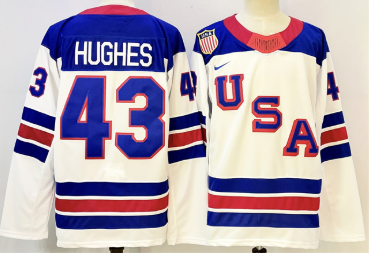 Men's USA #43 Quinn Hughes White 2025-2026 Stitched Jersey
