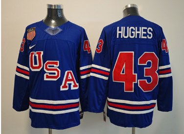 Men's USA #43 Quinn Hughes Royal 2025-2026 Stitched Jersey