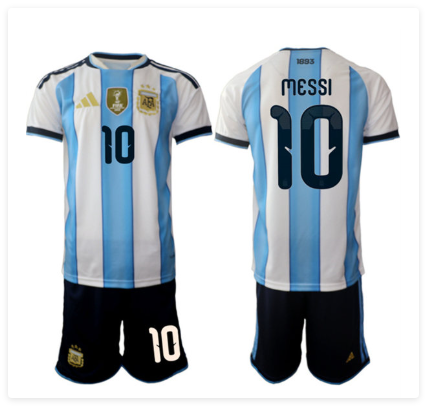 Men's Argentina #10 Lionel Messi White Blue 2025-26 Home Soccer Jersey Suit