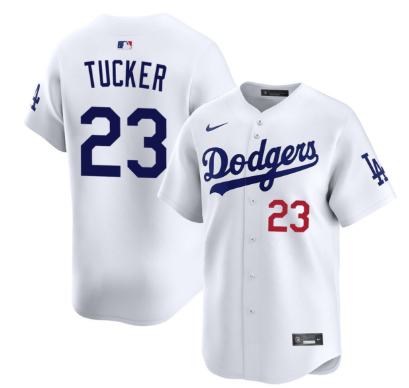 Men's Los Angeles Dodgers #23 Kyle Tucker White 2026 Home Limited Stitched Baseball Jersey