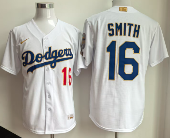Men's Los Angeles Dodgers #16 Will Smith  2026 Gold Collection Stadium Stitched Baseball Jersey