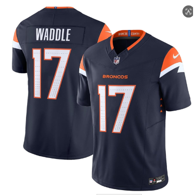 Men's Denver Broncos #17 Jaylen Waddle Navy 2026 F.U.S.E. Vapor Limited Stitched Football Jersey