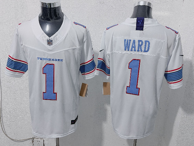 Men's Tennessee Titans #1 Cameron Ward White 2026 F.U.S.E. Vapor Limited Stitched Football Jersey