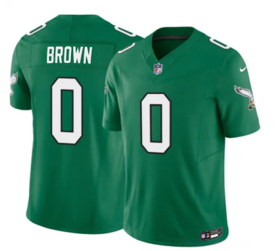 .Men's Philadelphia Eagles #0 Hollywood Brown Kelly Green 2026 F.U.S.E. Throwback Vapor Untouchable Limited Stitched Football Jersey