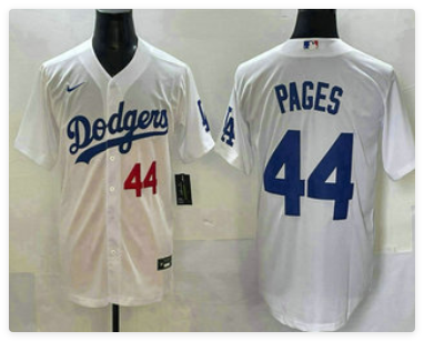 Men's Los Angeles Dodgers #44 Andy Pages Number White Cool Base Stitched Jersey