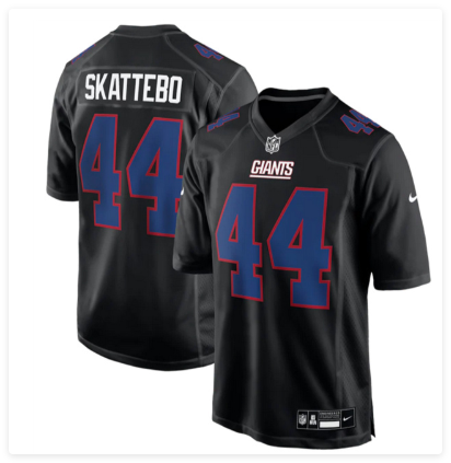 Men's New York Giants #44 Cam Skattebo Black Fashion Football Stitched Game Jersey