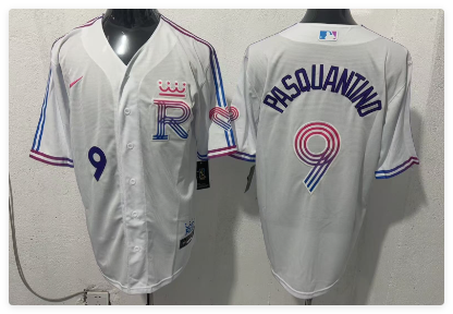 Men's Kansas City Royals #9 Vinnie Pasquantino White 2026 City Connect Stadium Stitched Baseball Jersey