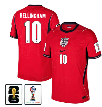Jude Bellingham 10 England National Team 2026 x World Cup Patch Away Jersey