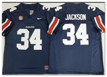 Auburn Tigers Blue #34 JACKSON men's stitched jersey