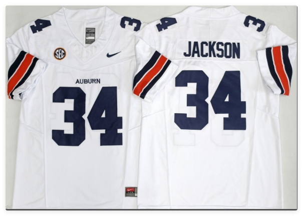 Auburn Tigers white #34 JACKSON men's stitched jersey