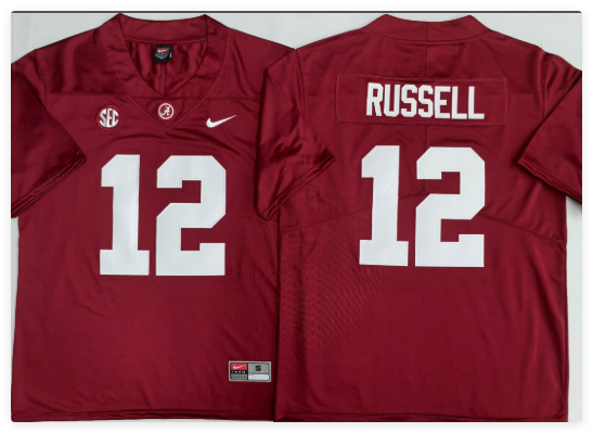 Alabama Crimson Tide Red #12 RUSSELL red men's jersey
