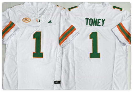 Miami Hurricanes White #1 TONEY.png