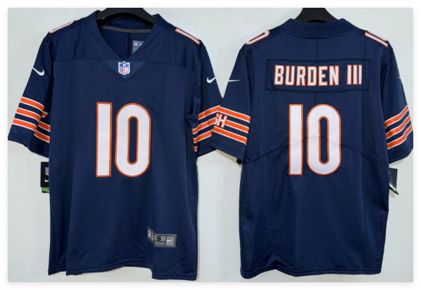 Men's Chicago Bears #10 Luther Burden III  Navy  Jersey
