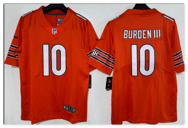 Men's Chicago Bears #10 Luther Burden III  Orange  Jersey