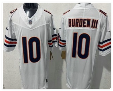 Men's Chicago Bears #10 Luther Burden III Limited White FUSE Vapor Jersey