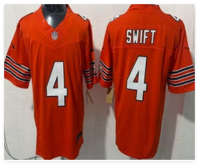 Men's Chicago Bears #4 D'Andre Swift Limited Orange FUSE Vapor Jersey