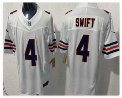 Men's Chicago Bears #4 D'Andre Swift Limited White FUSE Vapor Jersey