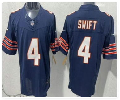 Men's Chicago Bears #4 D'Andre Swift Limited Navy FUSE Vapor Jersey