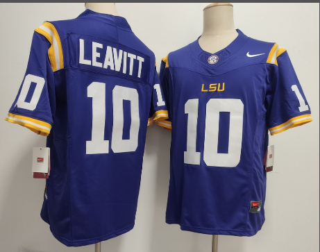 LSU Tigers #10 Sam Leavitt men's jersey