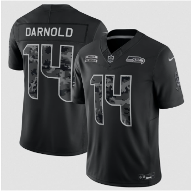 Men's Seattle Seahawks #14 Sam Darnold Black 2026 F.U.S.E. Salute to Service Limited Football Stitched Jersey