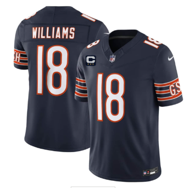 Men's Chicago Bears #18 Caleb Williams Navy 2026 F.U.S.E. With 3-star C Patch Vapor Untouchable Limited Football Stitched Jersey