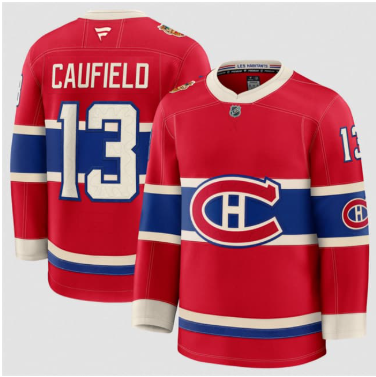 Men's Montreal Canadiens #13 Cole Caufield Red 2026 Heritage Classic Premium Stitched Jersey