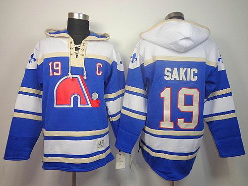 Quebec Nordiques #19 SAKIC blue NHL Hooded Sweatshirt Quebec Nordiques #19 SAKIC blue NHL Hooded Sweatshirt