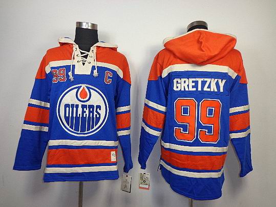 Reebok Edmonton Oilers Wayne Gretzky 99 blue NHL Hooded Sweatshirt Reebok Edmonton Oilers Wayne Gretzky 99 blue NHL Hooded Sweatshirt