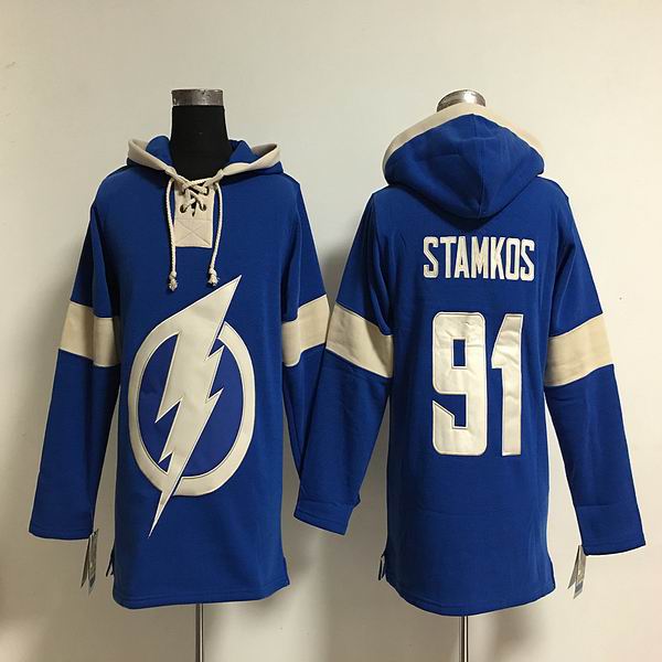 Tampa Bay Lightning 91# stamkos blue nhl Hooded Sweatshirt Tampa Bay Lightning 91# stamkos blue nhl Hooded Sweatshirt