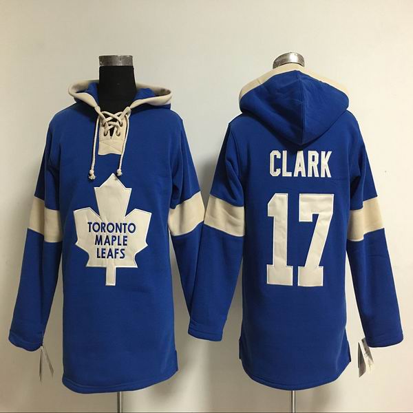 Toronto Maple Leafs #17 Wendel Clark Blue hockey Hooded Sweatshirt Toronto Maple Leafs #17 Wendel Clark Blue hockey Hooded Sweatshirt