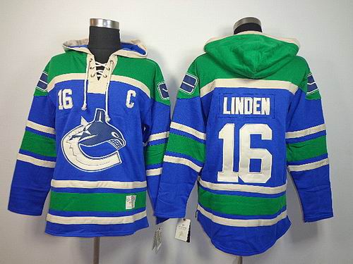 Vancouver Canucks #16 Linden Blue nhl Hooded Sweatshirt Vancouver Canucks #16 Linden Blue nhl Hooded Sweatshirt