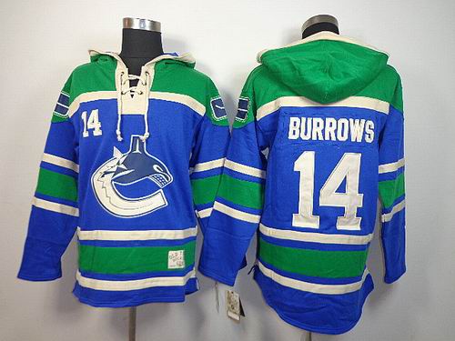 Vancouver Canucks 14# BURROWS Blue nhl Hooded Sweatshirt Vancouver Canucks 14# BURROWS Blue nhl Hooded Sweatshirt