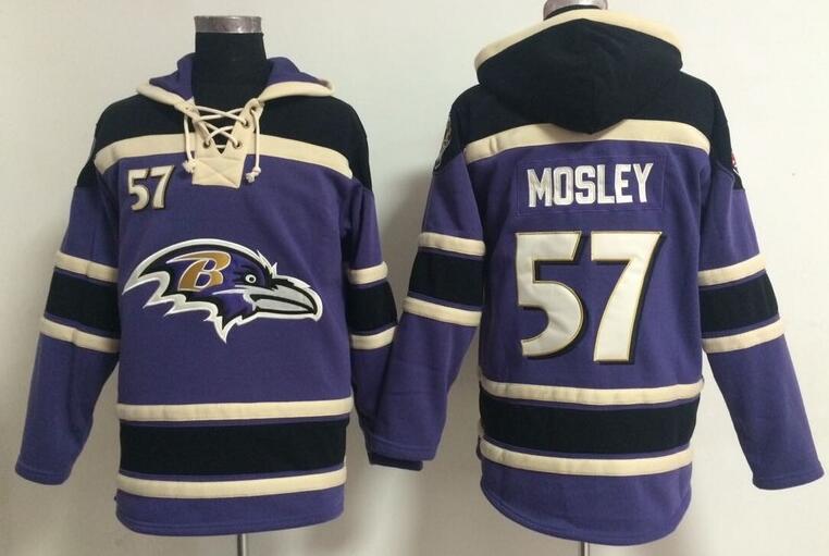 men  Baltimore Ravens 57 Mosley purple football nfl Hooded Hoodies