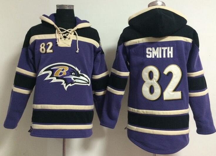 men  Baltimore Ravens 82 Smith purple football nfl Hooded Hoodies