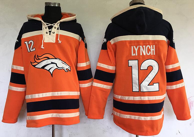 men  Denver Broncos 12 Caldwell orange football nfl Hooded Hoodies