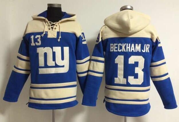 men  New York Giants 13 Odell Beckham Jr blue football nfl Hooded Hoodies