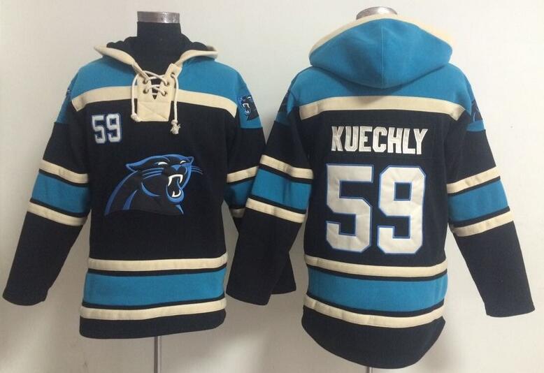 men Carolina Panthers 59 Luke Kuechly black  football nfl Hooded Hoodies