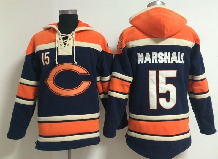 men Chicago Bears 15 Brandon Marshall blue football nfl Hooded Hoodies men Chicago Bears 15 Brandon Marshall blue football nfl Hooded Hoodies