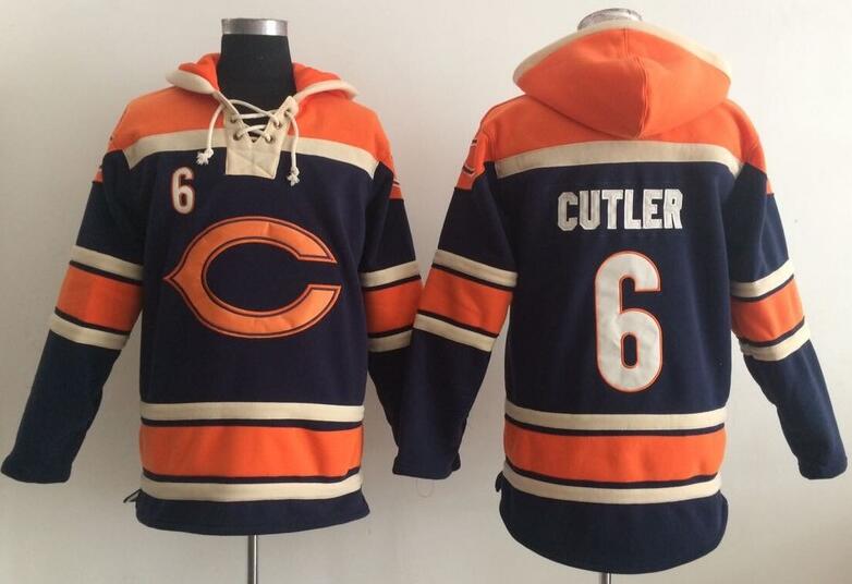men Chicago Bears 6 Jay Cutler blue football nfl Hooded Hoodies men Chicago Bears 6 Jay Cutler blue football nfl Hooded Hoodies