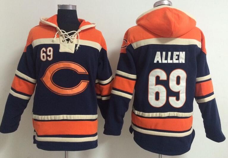 men Chicago Bears 69 ALLEN blue football nfl Hooded Hoodies men Chicago Bears 69 ALLEN blue football nfl Hooded Hoodies