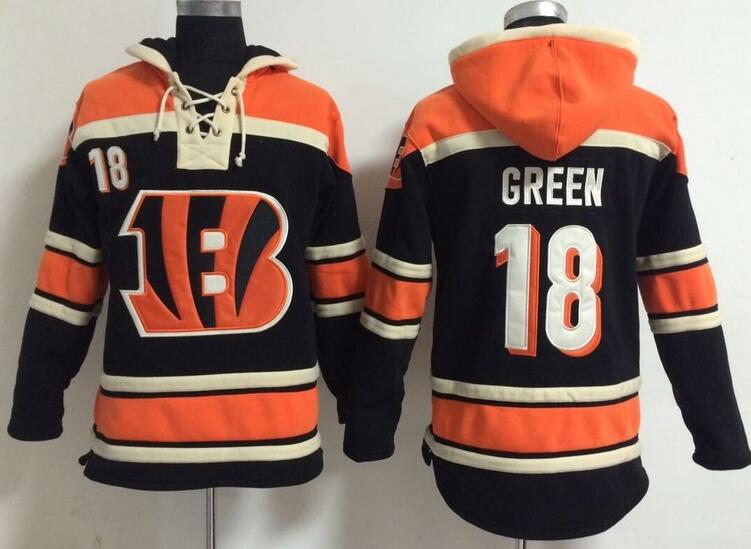 men Cincinnati Bengals 18 A.J. Green black football nfl Hooded Hoodies