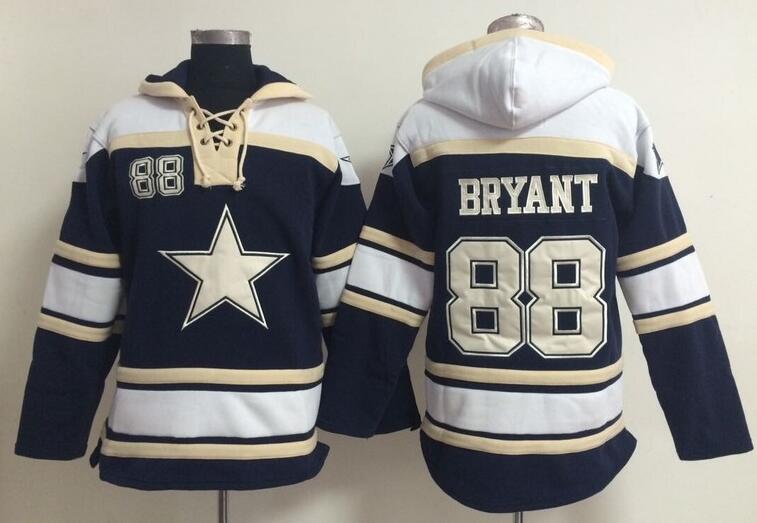 men Dallas Cowboys 88 Dez Bryant blue grey football nfl Hooded Hoodies