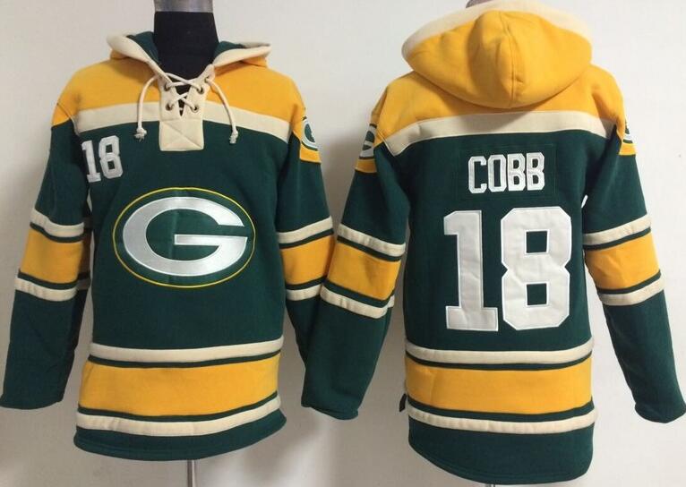 men Green Bay Packers 18 Randall Cobb green football nfl Hooded Hoodies