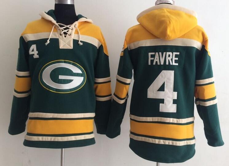 men Green Bay Packers 4 Brett Favre green football nfl Hooded Hoodies